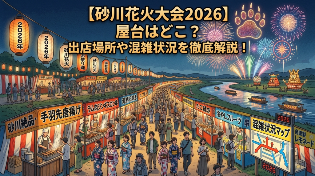 【砂川花火大会2026】屋台はどこ？出店場所や混雑状況についても！
